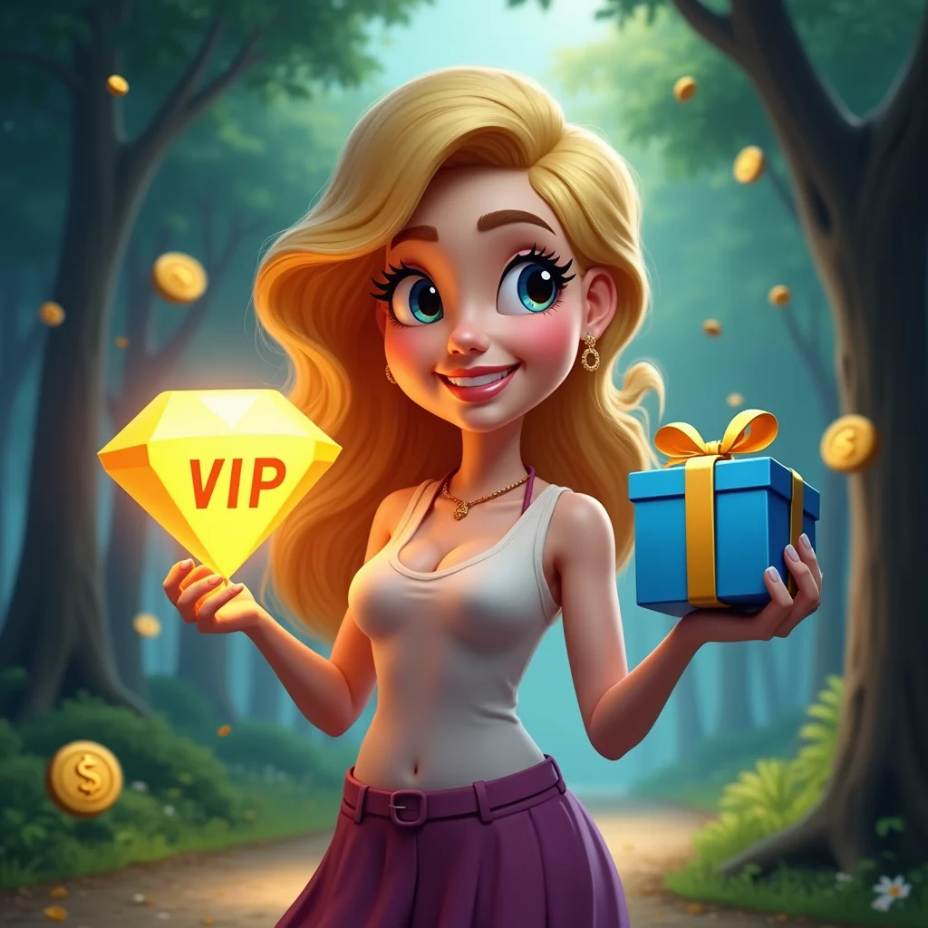 Glamorous woman holding voucher and gift box